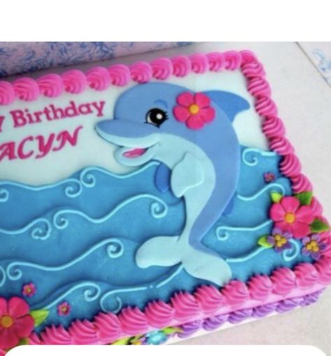 Dog And Dolphin, Nature Cakes, Dolphin Birthday Cakes, Piping Ideas, Sheet Cake Ideas, Dolphin Cake, Dolphin Birthday Parties, Swimming Cake, Dolphin Swimming