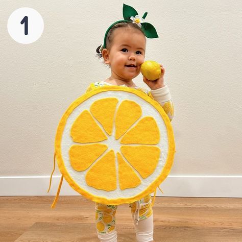 Solid Starts on Instagram: "Announcing the finalists for this year’s Solid Starts Halloween costume contest! 🎃 Thank you to everyone who posted and emailed in their submissions. We received hundreds of adorable photos of babies and toddlers in the most amazing food & food-related costumes. After a challenging selection process (so many creative costumes!) we were able to narrow it down to 10 of our favorites. And now it’s time to vote for yours! 🗳️To cast your vote: Comment below with the nu Diy Lemon Costume, Fruit Halloween Costumes Diy, Lemon Costume Diy, Orange Fruit Costume, Broccoli Costume, Blueberry Costume, Fruit Halloween Costumes, List Of Halloween Costumes, Photos Of Babies