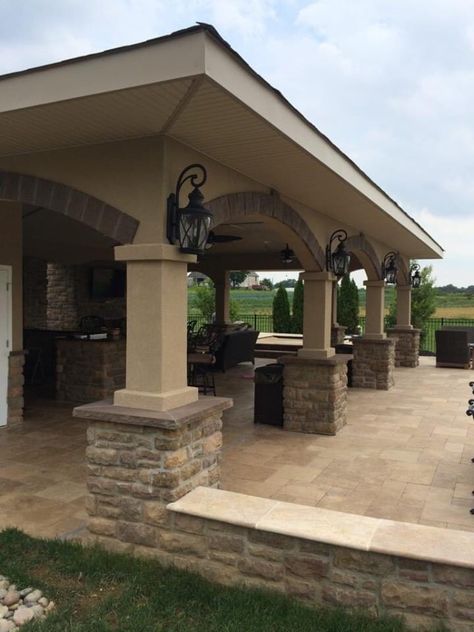 Patio Extension Ideas, Doylestown Pa, Movie Times, Covered Patio Design, Outdoor Covered Patio, Backyard Pavilion, Outdoor Living Rooms, Backyard Kitchen, Patio Kitchen