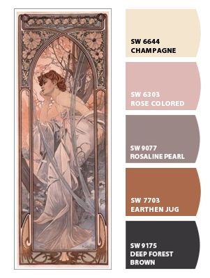 Paint colors from ColorSnap by Sherwin-Williams Victorian Colors, Art Deco Color, Library Bedroom, Vintage Colour Palette, Power Hour, Art Nouveau Illustration, Design Infographic, Color Schemes Colour Palettes, Palette Art