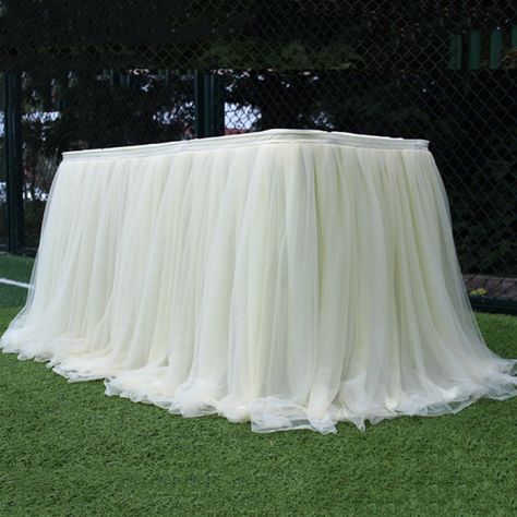 Tulle Table Skirt High-end Mesh Fluffy Tutu Table Skirt for Party,Wedding,Birthday Party&Home Decoration - Walmart.com Pink Tulle Table Skirt, Tulle Tablecloth, Tutu Table Skirt, Tutu Table, Tulle Table Skirt, Party Cake Table, Tulle Table, Wedding Party Table Decorations, Table Cloth Decorations