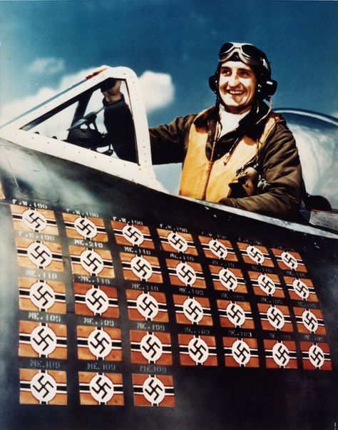 Francis “Gabby” Gabreski was the leading ace in the European Theater with 28 victories, as recorded here on the side of his P-47D. Gabreski was later captured and held in Stalag Luft I. Courtesy of Cory Graff P 47 Thunderbolt, P 51 Mustang, Wwii Fighters, Wwii Plane, American Fighter, Wwii Aircraft, Fukushima, Fighter Pilot, Aviation History