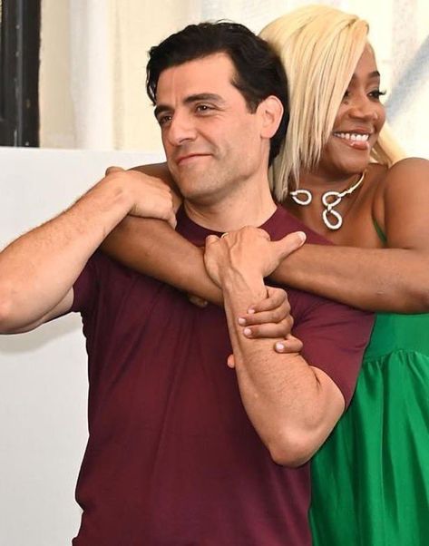 oscar isaac with tiffany haddish during the card counter photo call, sept. 3, 2021. Oscar Isaac The Card Counter, Oscar Isaac Card Counter, The Card Counter, Holey Moley, Leto Atreides, Card Counter, Mr Knight, Tiffany Haddish, Star Wars Cast