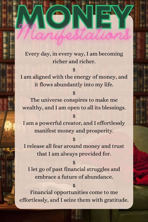 Money manifestations | Wealth, abundance & prosperity | Daily affirmations Journal Dream Life, Tarot Moon, Manifesting Affirmations, Affirmations Confidence, Positive Affirmations For Success, English Knowledge, Money Spells That Work, Abundance Manifestation, Financial Prosperity