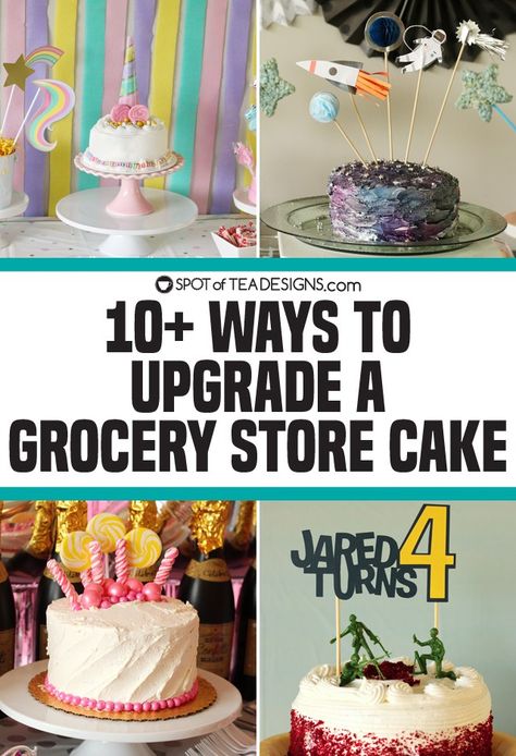 Grocery Store Cupcake Makeover, Diy Store Cake Makeover, Store Bought Cake Makeover, Grocery Store Cake Makeover, Grocery Store Cake, Dessert Hacks, Printable Food, Icing Design, Store Bought Cake