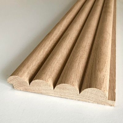 Timeline Wood 6-in x 72-in Beaded Fluted Round Wood Wall Panel (4-Pack) in the Wall Panels department at Lowes.com Fluted Panelling, Lake House Bathrooms, Fluted Wall Panel, Kitchen Feature Wall, Wood Wall Panel, New House Bathroom, Mdf Panel, Timber Panelling, Carpentry Diy