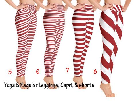 Peppermint Candy Athletic Leggings Cane Women's Christmas | Etsy Elf Leggings, Cosplay Elf, Christmas Workout, How To Wear Leggings, Christmas Party Outfit, Spandex Pants, Christmas Leggings, Leggings Women, Yoga Capris