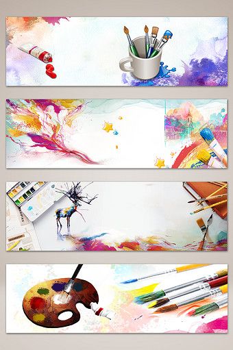 Literary hand drawn painting tools banner poster background#pikbest#backgrounds Banner For Artist, Banner Art Design, Art Banner Design, Holi Painting, Polish Clothing, Handmade Logo, Banner Drawing, Page Borders Design, Art Web