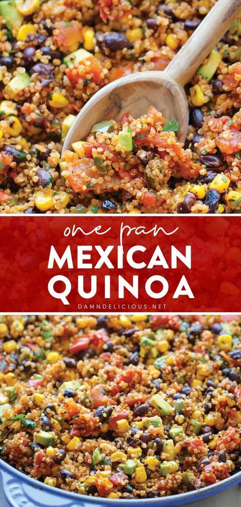 One Pan Mexican Quinoa, Pan Dinner Recipes, Quinoa Recipes Dinner, Quinoa Recipes Easy, Quinoa Recipes Healthy, Quinoa Dishes, Healthy Mexican Recipes, Mexican Quinoa, Easy Quinoa