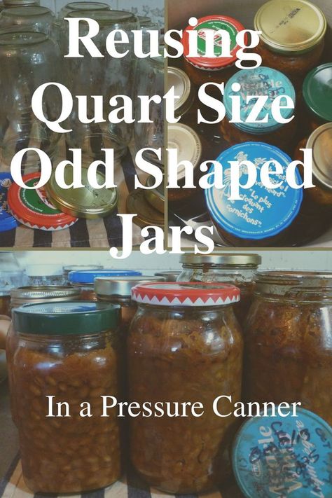 Reusing odd shaped jars for pressure canning to make vegan beans Homestead Kitchen, Canned Meat, Pressure Canner, Home Made Food, Long Term Food Storage, Homemade Mixes, Vegan Beans, Pantry Shelf, Pickle Jars