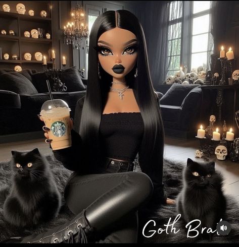 Brats Aesthetic, Dream Doll Aesthetic, Bratz Aesthetic Outfit, Goth Barbie, Easy Graffiti Drawings, Black Bratz Doll, Bratz Doll Outfits, Barbie Fashion Sketches, Brat Doll