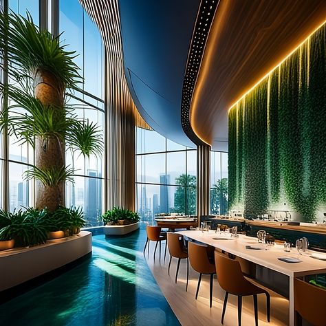 Step into a world of enchantment and elegance with our awe-inspiring collection of interior restaurant designs featuring a stunning waterfall cascading gracefully along one of the walls. 🌊✨ Immerse yourself in the soothing ambiance as the gentle sound of flowing water harmonizes with the delectable aromas and gourmet delights on offer. 🍽️ #restaurantdesign #interiorinspiration #waterfallwall #dininginstyle #culinaryadventure Restaurant Interior Design Ideas, Start A Restaurant, Restaurant Designs, Starting A Restaurant, Interior Restaurant, Bistro Food, Waterfall Wall, Cafe Bistro, Flowing Water