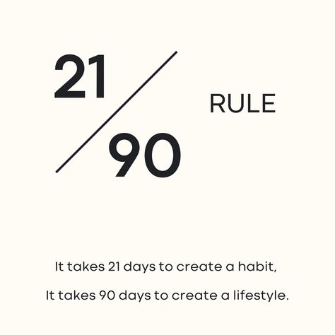 It Takes 21 Days To Make A Habit Quote, Habit Change 21 Days, 3 Small Goals A Day, 21 90 Rule, Healthy Mental Habits, How To Create A Habit, 21 Days To Make A Habit, 8020 Rule, 21 Day Habit