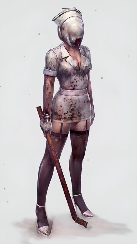 伊藤暢達/Masahiro Ito en Twitter: "As to the nurse pic Bloober was released, it's one of the concept arts. I made her wear the stockings w/ the color because I was pointed out that the original nurse in the orig SH2 exposed her skin too much and I wanted to mean "this is a remake". Also coz of a game design. https://t.co/ubUWfOSLys" / X Nurse Concept Art, Masahiro Ito, Bubble Head Nurse, Silent Hill 2 Remake, Silent Hill Nurse, Silent Hill Art, Silent Hill 2, Team Games, Silent Hill