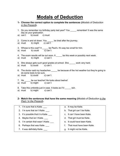 Verb Practice, Advance English, Modal Verbs, Teaching Practices, Exam Results, Grammar Lessons, English As A Second Language (esl), Grammar Worksheets, English As A Second Language