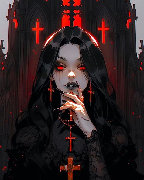 Anime Goth, Samurai Anime, Female Vampire, Gothic Fantasy Art, Vampire Art, Goth Art, Art Women, Gothic Anime, Dark Art Illustrations