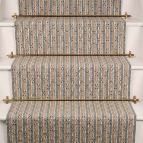 Crossland 4 Stair Wool Stair Runner, Striped Stair Runner, Distressed Floors, Reclaimed Wood Floors, Staircase Runner, Grey Wood Floors, Hall Flooring, Fall Living Room Decor, Stairway Design