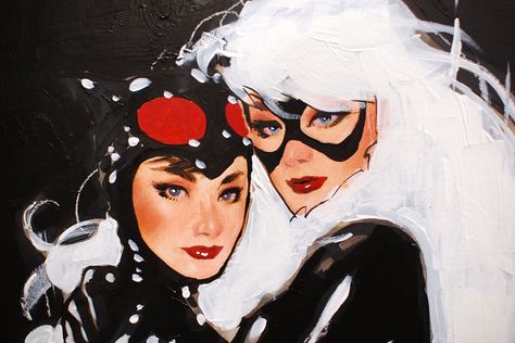 Hughes, Adam - Chattes Noires CU Comic Art Black Cat Comics, Photo Comic, Felicia Hardy, Adam Hughes, Black Cat Marvel, I Am Batman, Selina Kyle, Bd Comics, Sci Fi Horror