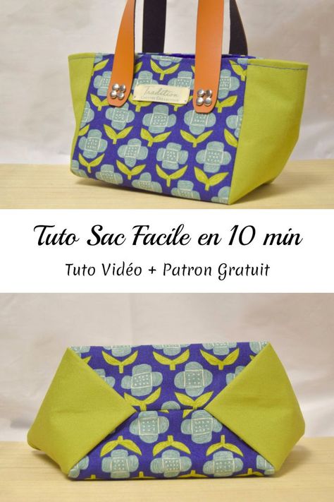 un sac à main panier en tissu facile et rapide à réaliser Sac En Cuir Diy, Drawstring Bag, Couture, Tote Bag