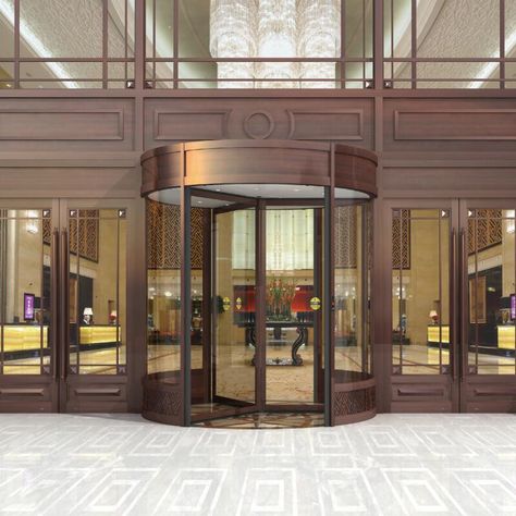 Revolving Door Design, Double Story Main Entry Pivot Door Glass, Hotel Cooridor With Arched Doors, Large Pivot Door, Automatic Door Close, Center Pivot Door, Automatic Sliding Doors, Revolving Door, Sliding Door Design