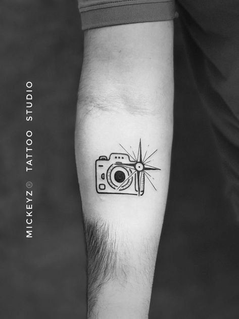 #facebook #tattooideas #tattoostudio #tattoos  #learntattoo #famous #school #academy #institute #india #lifestyle #instagood #mumbai #realistictattoo #realismtattoo #tattoostyle #mickeyztattoo #tattoofore #mickeyzre #tattoogirl  #tattoolife #travelling #photographers #customised #minimaltattoo #armtattoo Camera Tattoo Design, Camera Tattoos, Tattoo Design Tattoo, Compass Tattoo Design, Camera Tattoo, Home Photo Shoots, Latest Tattoos, Peacock Painting, Design Tattoo