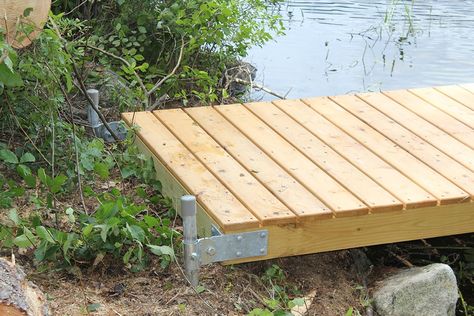 Wood Framed Trail Bridge Hardware - Boat Docks Floating Dock Plans, Diy Dock, Building A Dock, Boat Docks, Farm Pond, Fishing Dock, Lake Dock, Lakefront Living, Dock Hardware