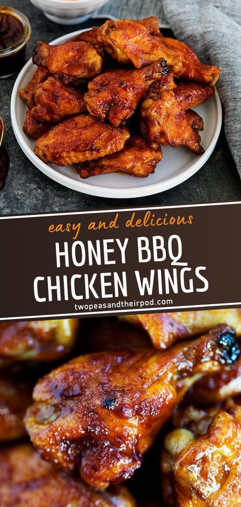 Bbq Wings Recipe, Honey Bbq Chicken Wings, Journal Recipes, Bbq Chicken Wings Recipe, Honey Bbq Wings, Honey Garlic Chicken Wings, Wing Sauce Recipes, Chicken Wing Recipes Baked, Garlic Chicken Wings