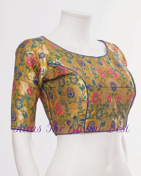 SILK BROCADE BLOUSE COLOR MAY VARY DUE TO DIGITAL PHOTOGRAPHY FOR ANY QUERY CALL/TEXT/WHATSAPP ON +1 (630) 407 7419 Prince Cute Blouse Design, Designer Saree Blouses, Black Blouse Designs, Brocade Blouse Designs, Designs Blouse, Saree Blouses Online, Cotton Blouse Design, Indian Clothing Store, Backless Blouse Designs