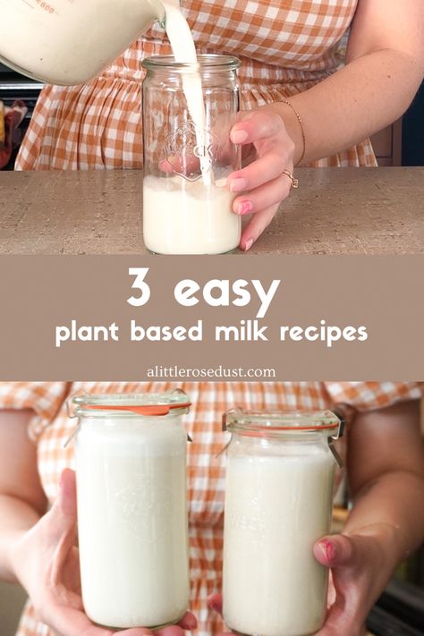 Making your own plant based milk jas never been easier and requires only 3 ingredients! Check out this almond milk recipe, cashew milk recipe and oat milk recipe now! Coconut Yogurt Recipe, Cashew Milk Recipe, Almond Milk Recipe, Golden Milk Recipe, Homemade Nut Milk, Oat Milk Recipe, Almond Milk Recipes, Paleo Gluten Free Recipes, Vegan Dinner Recipes Easy