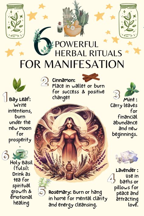 Unlock the untapped potential of herbal magic and harness the power of nature to manifest your deepest desires. In this enlightening article, we dive into 6 potent herbs that can serve as powerful allies on your journey to manifest abundance, success, and joy. Explore the world of herbal rituals and abundance rituals as they hold the keys to your dreams becoming a reality. How To Use Herbs, Herbs For Manifestation, Abundance Herbs, Ancestral Magic, Witch Knowledge, Fairy Spells, Mexico Life, Witchcraft Stuff, Herb Growing