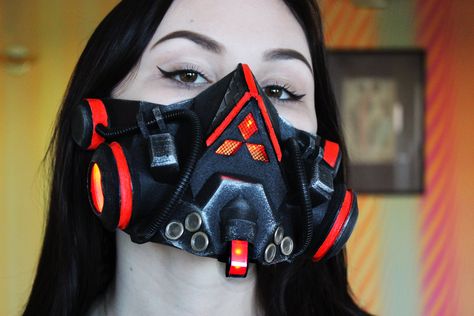 Cyberpunk Face Mask, Cyberpunk Face, Sith Cosplay, Cyberpunk Techwear, Special Forces Gear, Samurai Helmet, 3d Printing Diy, Red Led Lights, Japanese Wall Art