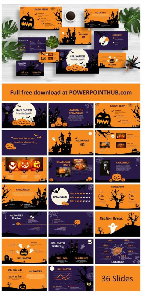 Halloween Presentation, Halloween Timeline, Powerpoint Presentation Ideas, Backdrops Ideas, Pubmat Ideas, Certificate Layout, Halloween Teaching, Best Presentation Templates, Halloween History