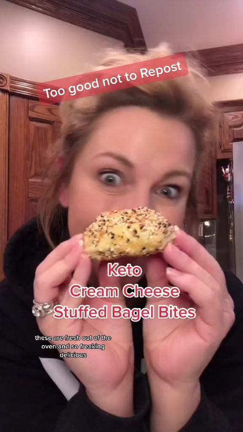 Too good NOT to repost. Keto Cream Cheese Stuffed Bagel Bites Grab this written recipe and others by joining my private group. Link in the comments. #ketorecipes #ketoforbeginners #lowcarbrecipes #lowcarbdiet | Kate Kelso Higdon | Kate Kelso Higdon · Original audio Stuffed Bagel Bites, Keto Cream Cheese, Keto Bagels, Bagel Bites, Desserts Keto, Keto Cream, Keto Diet Food List, Keto Cooking, Cheese Stuffed