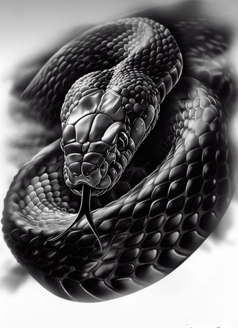 Black White Snake Tattoo, Viper Tattoo Design, Realistic Snake Tattoo, Snake Painting, Snake Photos, Animal Sleeve Tattoo, Christ Tattoo, Cobra Art, Shiva Tattoo Design