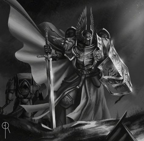 The Knight of Nihilus by Gauvin REMY - 40K Gallery Warhammer Dark Angels, Dark Angels 40k, Watchers On The Wall, Dark Souls Artwork, Space Marine Art, Grey Knights, 40k Artwork, Dark Angels, Warhammer 40k Art