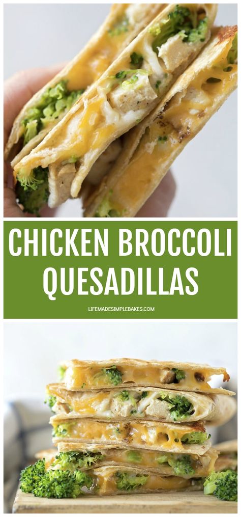 Gooey chicken broccoli quesadillas are a quick and simple recipe perfect for lunch or dinner. They are packed full of steamed broccoli, chicken, and wrapped in a whole wheat tortilla. #chickenbroccoliquesadillas #chickenquesadillas #quesadillas #chickenbroccoli #mexicanfood Halloween Food Ideas For Dinner, Sheet Pan Chicken Fajitas, Broccoli Chicken, Pan Chicken Fajitas, Sheet Pan Chicken, Whole Wheat Tortillas, Dinner Chicken, Tortilla Recipe, Tortilla Wraps