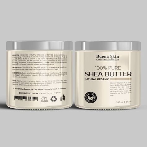 Create an Eye Catching Compelling Shea Butter Jar Image Product label contest #AD design#product#label#Buena Shea Butter Packaging Ideas, Shea Butter Label Design Ideas, Shea Butter Label Design, Body Butter Label Design Ideas, Shea Butter Packaging, Body Butter Labels Design, Skincare Label Design, Lotion Brands, Cosmetic Labels Design