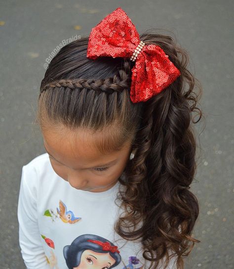 1,927 Likes, 80 Comments - Mariya (@brianasbraids) on Instagram: “Picture day in Bs school. She wanted a ponytail, I added a small Lace braid and curls. Hope…” Cute Picture Day Hairstyles, Picture Day Hairstyles, Quick Hairstyles For School, Picture Day Hair, Day Hairstyles, Girl Hair Dos, School Picture, Toddler Hairstyles Girl, Cute Picture