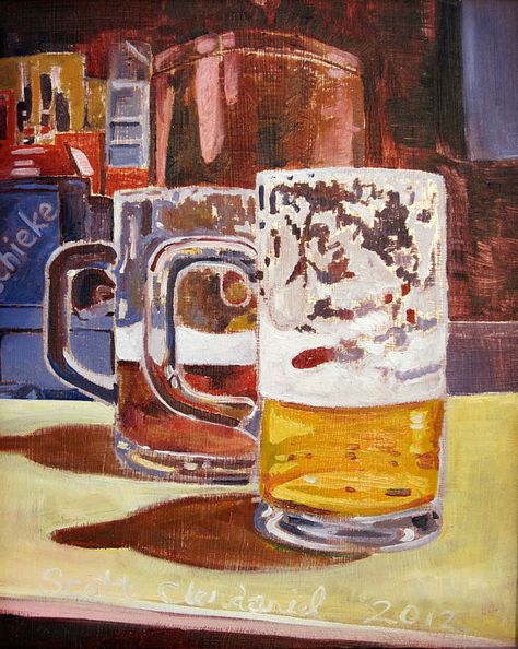 White Rustic Decor, Beer Art Print, Beer Painting, Rustic Cafe, Beer Art, Rustic Restaurant, Rustic Party, Beer Theme, Rustic Bench