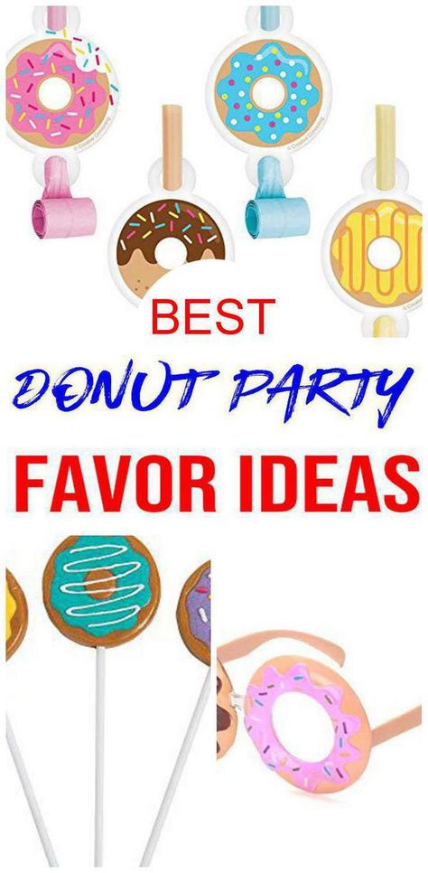 Find the best donut party favors. Have a great donut birthday party for your child with these party favor ideas. These party favors are a great way to add a donut goodie bag for the children to take home as a gift. Any of these kids party favors would be a great addition to your party supplies for your donut theme party.  #partyfavor #kidsparty Donut Themed Birthday Party Favors, Donut Goodie Bags, Donut Party Favor Ideas, Donut Birthday Party Favors, Two Sweet Party Favors, Donut Theme Party Favors, Donut Party Supplies, Donut Theme Party, Wonka Party