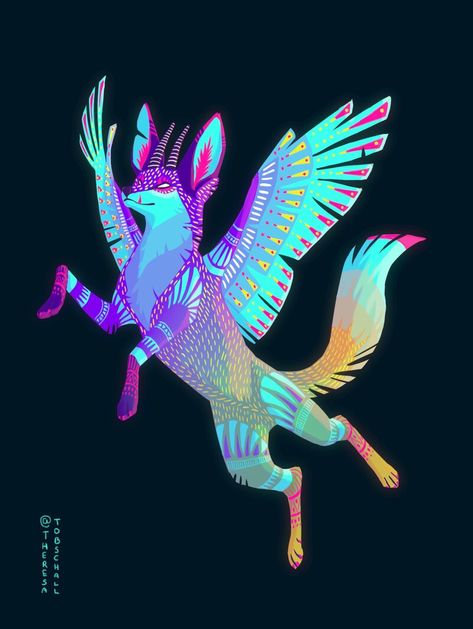 ArtStation - Alebrijes, Theresa Tobschall Fantasy Creatures Art, Mythical Creatures Art, Mythological Creatures, Mexican Culture, Mexican Art, Character Designs, Creature Design, Creature Art, Art Toy