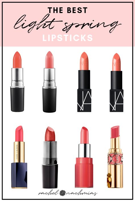 The Best Light Spring Lipsticks — Philadelphia's #1 Image Consultant | Best Dressed Light Spring Lipstick Palette, Hoc Spring Makeup, Light Spring Drugstore Makeup, Makeup For Light Spring, House Of Colour Spring Lipstick, Light Spring Lipstick Colors, Light Spring Makeup Palette, Light Spring Makeup Look, Light Spring Color Palette Makeup