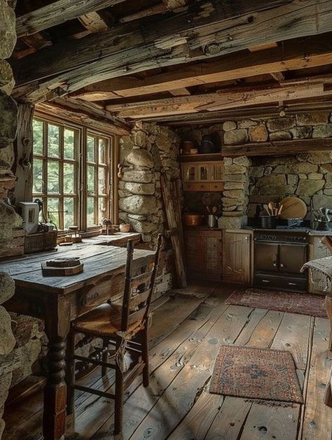 Old Log Cabin Interior, Log Cabin Homes Interior, Cabin Homes Interior, Cabin Fireplace, Old Cabins, Cabin Interior Design, Log Cabin Living, Log Cabin Interior, Small Log Cabin