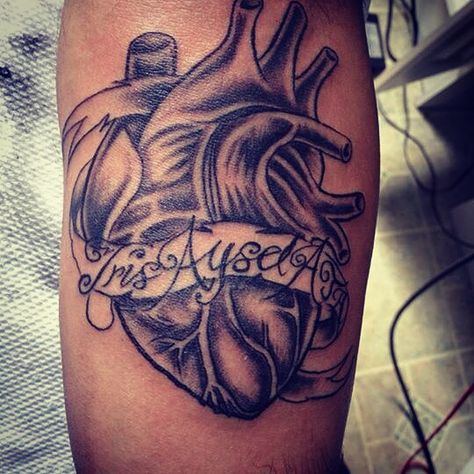 Anatomical heart wrapped in a ribbon that has my daughters name on it... Names Tattoo, Heart Real, Real Heart, Full Name, Anatomical Heart, Name Tattoo, My Daughters, Real Love, Skull Tattoo