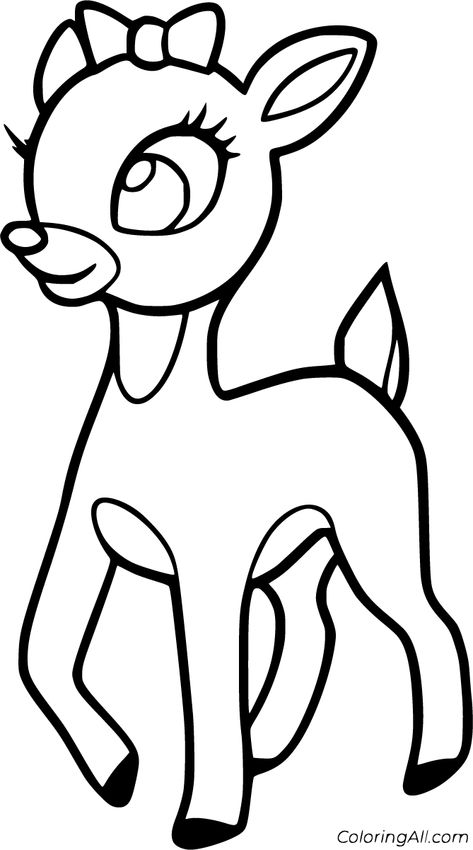 18 free printable Baby Deer coloring pages in vector format, easy to print from any device and automatically fit any paper size. Rudolph Coloring Pages, Reindeer Drawing, Deer Coloring Pages, Desen Realist, Rainbow Canvas, صفحات التلوين, Rudolph The Red, Christmas Drawing, Red Nosed Reindeer