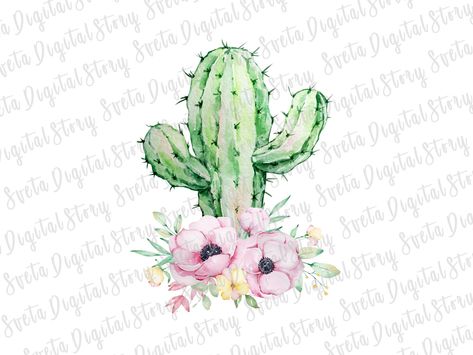 Cactus Png, Pink Cactus, Western Sublimation, Png Floral, Watercolor Cactus, Cactus Flower, Png Design, Sublimation Designs, Watercolor Flowers