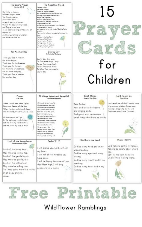 Prayer Cards for Children (or mamas!) FREE PRINTABLE -- from Wildflower Rambllings Prayer Stations, Bible Study For Kids, Prayers For Children, Childrens Bible, Catholic Kids, Bible Activities, Viewing Party, Religious Education, Sunday School Lessons