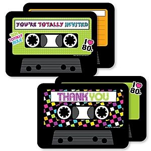 80's Retro - 20 Shaped Fill-In Invitations and 20 Shaped Thank You Cards Kit - Totally 1980s Party Stationery Kit - 40 Pack Free 80's Party Printables, 80s Invitation, 1980s Party Invitations, 90’s Themed Party Zazzle, Graffiti Party, 1980s Party, 80s Party, Party Stationery, Retro Party