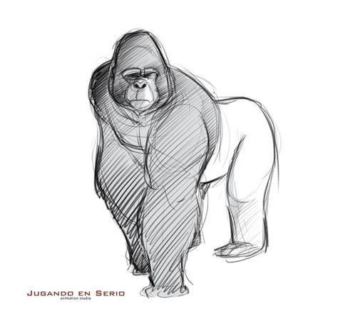 Gorilla for Dad Gorillas Art, Animation Anime, Cartoon Monkey, Creature Artwork, Art Animation, Figure Drawing Reference, Animal Sketches, Learn How To Draw, Arte Animal