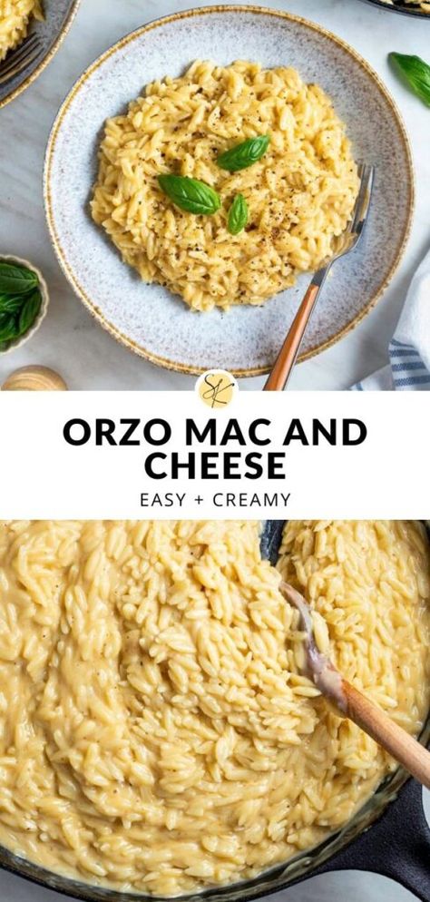 Orzo Recipes Cheesy, Orzo And Cheese, Orzo Mac And Cheese Recipe, Creamy Cheesy Orzo, Cheesy Orzo Pasta, Orzo Cheese Pasta, Cheese Orzo Recipes, Orzo Mac And Cheese, Cheesy Orzo Recipes